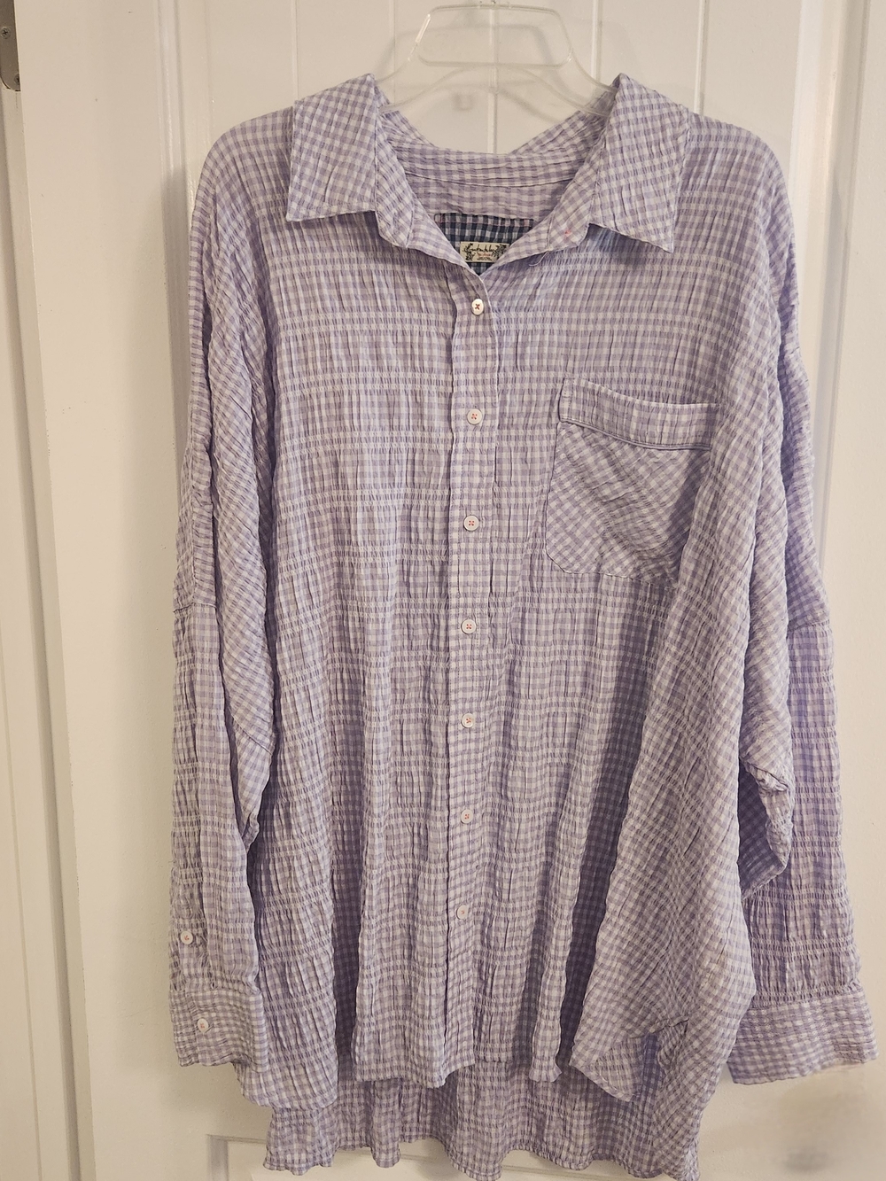 NWOT Free People Lavender Check Button-Down Shirt